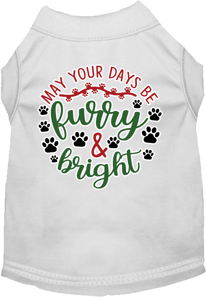 Furry and Bright Screen Print Dog Shirt White Size XXXL